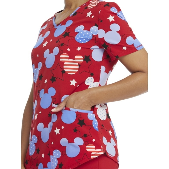 DISNEY patriotic Mickey Mouse scrub top NWOT - Picture 7 of 11